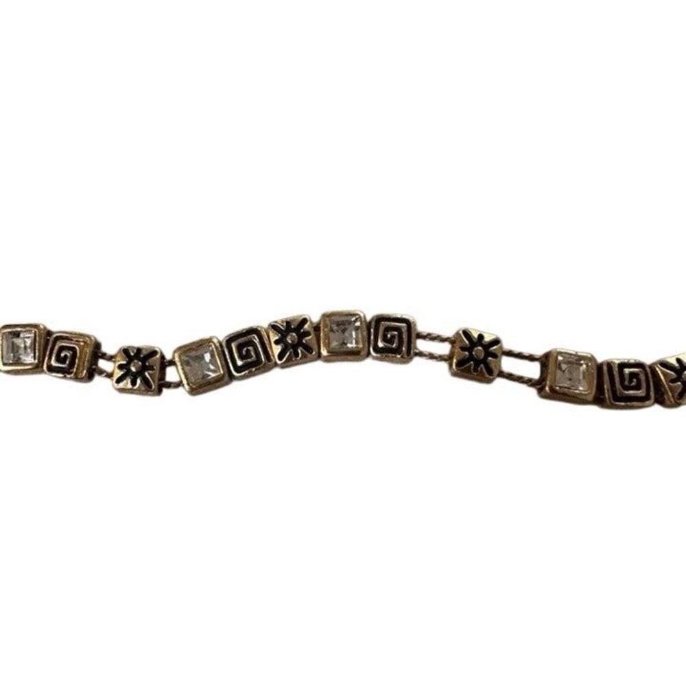 VINTAGE TOFA Women’s Gold Tone Rhinestone & Symbol Charm Bracelet